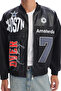Men's Oversize Printed Zippered Coat Racer Design Biker Jacket - 5