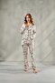 Women's Floral Patterned Dowry Satin Long Sleeve Pajama Set Bloom & Contrast Piping, Pocketed, Gift, Night Elegance & Timeless Homewear Set - 4