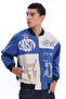 Men's Oversize Printed Zippered Coat Racer Design Biker Jacket - 6