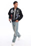 Men's Oversize Printed Zippered Coat Racer Design Biker Jacket - 2