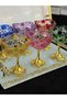 6 Pieces Metal Stands with Metal Legs, Crystal Hand-Cut, Colored Brown, Small Size Glass Turek Bowl, Presentation Bowl - 5