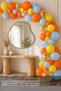 72-Piece Tropical Energy Balloon Arch Set, Includes Pastel Orange Pastel Yellow Pastel Light Blue Clear Silver Confetti Chain Tape