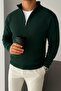 Unisex Ribbed Half-Zip Collar Detailed Knitwear - 5