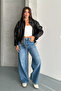 Women's Lined Oversize Leather Jacket Coat Oversize Relax Fit, Zippered Belt Detailed Casual Women's Jacket - 3