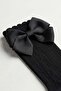 Girl's Bow-Tie Ribbed Knee-Length Socks - 8