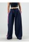 Adjustable Leg Pink Striped Navy Blue Women's Baggy Trousers Coc3323 - 2