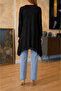Women's Crew Neck Lace Detailed Asymmetrical Cut Long Sleeve Viscose Blouse That Complements Elegance - 3