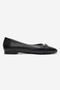 Rosalie Black Genuine Leather Flat Women's Ballerinas with Accessory Detail - 2