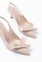 Zri̇n-4501 Beige Patent Leather Daily Open Back Bow Heeled Shoes 9 cm - 6