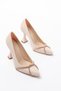 Zri̇nk-10 Beige Daily Spiral Stone Heeled Shoes 6 cm - 6