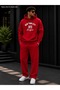 Men's New York City Nyc League Printed Tracksuit Set / Hooded Kangaroo Pocket Sweatshirt and Straight Leg Bottom