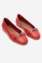 Rosalie Red Genuine Leather Flat Women's Ballerinas with Accessory Detail