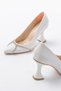 Zri̇nk-10 White Daily Spiral Stone Heeled Shoes 6 cm - 6