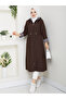 Striped Bondit Fabric Hijab Trench Coat Mde1205010 - 4