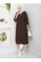 Striped Bondit Fabric Hijab Trench Coat Mde1205010 - 5