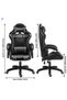 112-122cm Adjustable Black Ergonomic Gaming Chair, High Back Body-Fitting PU Leather Computer Desk Chair with Lumbar Support, Reclining Swivel Office Racing Chair for Home Gaming Working - 3