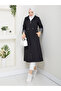 Striped Bondit Fabric Hijab Trench Coat Mde1205010 - 3