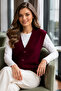 Buttoned Knitwear Sweater N518 Claret Red - 3