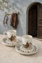 Tabak Evi Porcelain Asude Gold Gilded Coffee Cup 80Cc 4 Pieces for 2 People