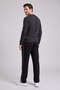 Men's Black Hooded Baggy Fleece-Lined Sweatpants, Thick Wide Cut, Comfortable Fit - 5