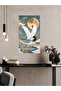 Rectangular Turquoise Background with Crane Pattern, Glass, Wall Sticker, 40X70Cm