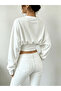 Women's Long Sleeve Oversize Crew Neck Crop T-Shirt - 3