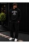 Men's New York City Nyc League Printed Tracksuit Set / Hooded Kangaroo Pocket Sweatshirt and Straight Leg Bottom