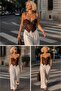 Noir Lace Brown Lace Corset Bustier with Back Zipper Closure - 2