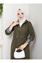 Striped Bondit Fabric Hijab Trench Coat Mde1205010 - 3