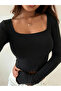 Women's Square Neck Long Sleeve Crop Blouse - 4