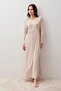 Long Sleeve Buttoned Lycra Viscose Nightgown - 2