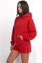 Unisex Oversize Basic Hoodie Sweatshirt Red – Hooded, Kangaroo Pocket, 3 Thread Ripped Fleece - 4