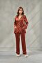 Women's Solid Color Dowry Satin Long Pajama Set Peony & Buttoned Nightgown Set, Premium Homewear - 4
