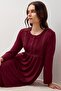 Long Sleeve Buttoned Lycra Viscose Nightgown - 4