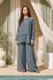 Blouse with Front Piece and Wide Leg Trousers Nile Set 965 Petrol