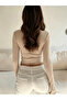 Women's Square Neck Long Sleeve Crop Blouse - 5