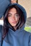 Unisex Oversize Basic Hoodie Sweatshirt Navy – Hooded, Kangaroo Pocket, 3-Thread Ribbed Fleece - 6