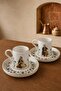 Tabak Evi Porcelain Yare Gold Gilded Coffee Cup 80Cc 4 Pieces for 2 People - 3