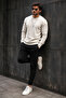 Men's Regular Fit Casual Cream Knit Sweater - 6