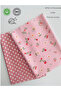 2 Pieces, Width 50 Cm, Pink Floral, Powder Dotted, Cotton Fabric for Hobby Use
