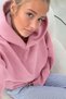 Unisex Oversize Basic Hoodie Sweatshirt Pink – Hooded, Kangaroo Pocket, 3-Thread Ripped Fleece - 4