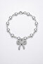Women's Silver Color Stone Bracelet with Bow Figure, Elegant Design - 2