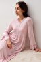 Long Sleeve Buttoned Lycra Viscose Nightgown - 4