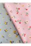 2 Pieces, Width 50 cm Pink and Gray Floral Cotton Fabric for Bags, Wallets, Hobby Projects - 2