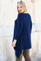 Plus Size Skirt, Long Sleeve Tunic, Navy Blue - 3