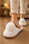 Women's Pompom Detailed Winter, Warm, Plush House Slippers - 4