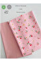2 Pieces, Width 50 Cm, Pink Floral, Plain Powder Cotton Fabric for Hobby Projects