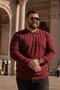 Men's Casual Large Size Burgundy Zippered Sweatshirt - 4