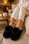 Women's Pompom Detailed Winter, Warm, Plush House Slippers - 2