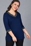 Plus Size Collar Sleeveless Glitter Blouse Navy Blue - 2